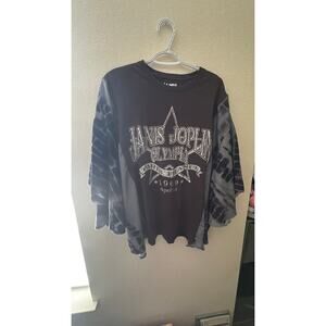 Upcycled Rework Janis Joplin Band T Shirt Boho Chic